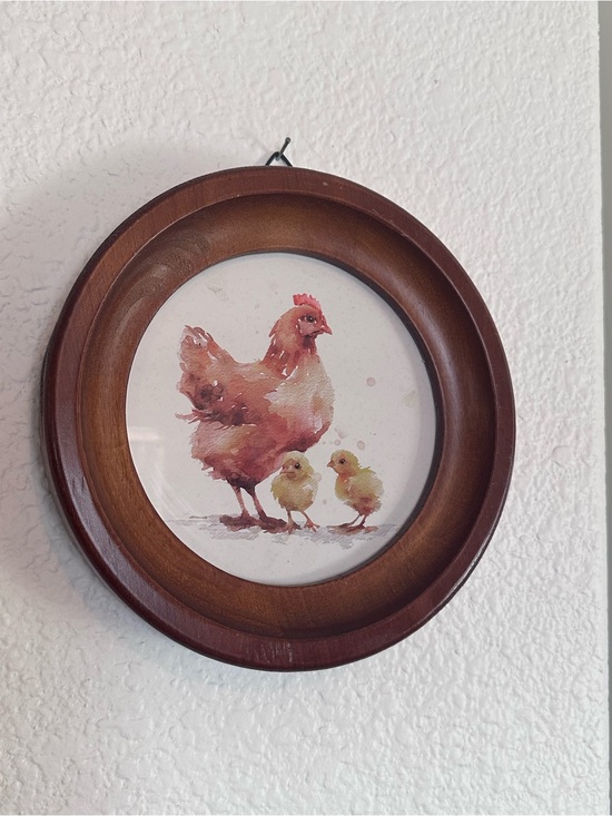 Red Shed Other - Farmhouse Hen & Chicks Wall Art in Brown and Yellow